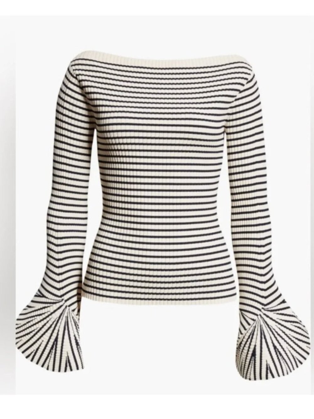 A.L.C. Aster Stripe boat Neck Sweater XL flare sleeve Excellent Cond